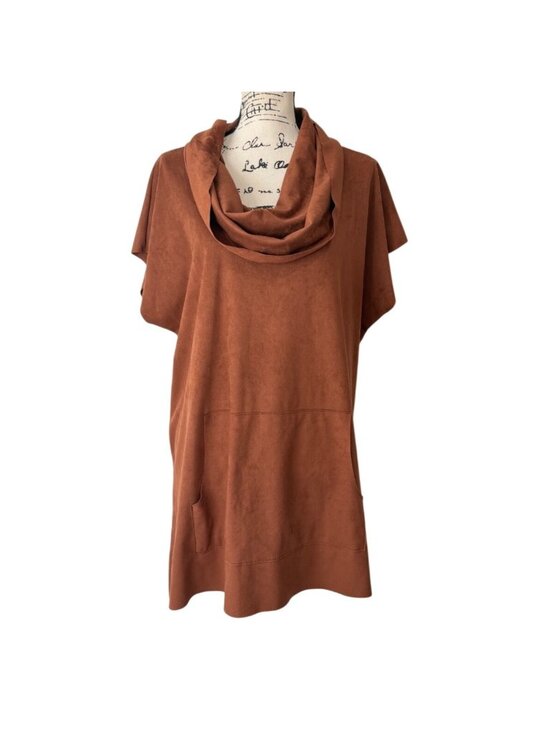 bryn Walker Tops - Bryn Walker Womens Size S Tunic Miele Faux Suede Poncho Top Brown Cowl Neck
